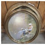 GOLD PLASTIC FRAMED OVAL PRINTS