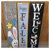 3 PC SIGNS-HAPPY FALL, HOPPY EASTER, WELCOME