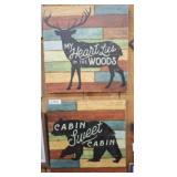 2 PC CANVAS CABIN WALL ART  18X18