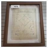 BASEBALL DIAMOND, MISC IN SHADOW BOX