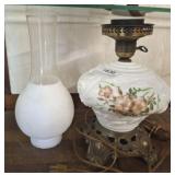 ELECTRIFIED HURRICANE STYLE MILK GLASS LAMP