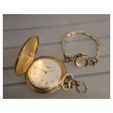 GALLET POCKET WATCH, BULOVA LADIES WATCH