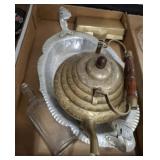 ALUMINUM TRAY, TEA POT, MISC
