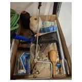 ASSORTED HAND TOOLS, BRUSH, FASTENERS, MISC