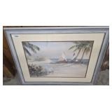 SIGNED ISLAND SCENE  33X28