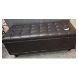 TUFTED TOP VINYL STORAGE OTTOMAN