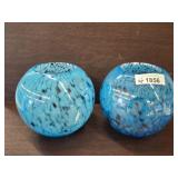 BLOWN GLASS BALL VASES PAIR