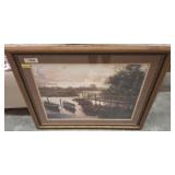SIGNED WATER/BOATS SCENE   32X25