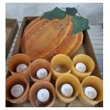 TEA CANDLE HOLDERS, PUMPKIN DCOR