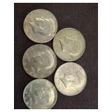 4 - 1966, 1- 1968 KENNEDY HALF DOLLARS