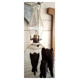 HURRICANE LANTERN AND ELEPHANT FIGURINES