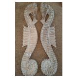 WOODEN CARVED SEA HORSES 9 X 48