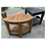 PAIR OF TEAK STYLE OUTDOOR TABLES **