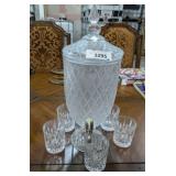 LARGE GLASS DISPENSER AND CRYSTAL ROCKS GLASSES**