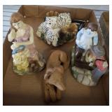 DOG, LION AND ASSORTED FIGURINES