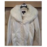 DENNIS BASSO FAUX LEATHER CAR COAT LADIES SZ SM