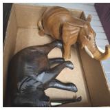 2 PC ELEPHANT FIGURINES