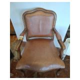 LEATHER FRENCH PROVINCIAL ARM CHAIR
