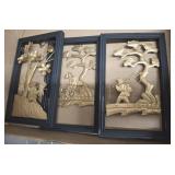 ORIENTAL BRASS TONE GLASS SCENE 16IN