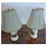 PAIR OF HUNT SCENE LAMPS 22IN