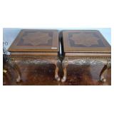 PAIR OF INLAID TOP END TABLES 29X29X24