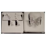 925 EARRINGS AND BUTTERFLY RING