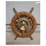 QUARTS SHIPS WHEEL CLOCK 12IN