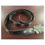 LEATHER BELT, BUFFALO NICKLE BUCKLE