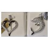 925 HEART AND DOLPHIN CHARMS