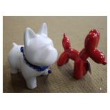 GLAZED CERAMIC PUPPIES,