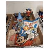 ASSORTED DISNEY FIGURINES, PENNANT, MISC