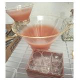 VINTAGE MCM BOWL AND BOWL, WITH SHOT GLASSES