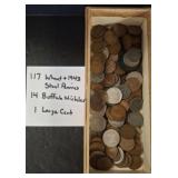 US LARGE CENT, BUFFALO NICKELS, WHEAT AND STEEL CE