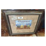 HAPPINESS FRAMED PRINT 16X14