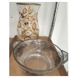 SILVER OVERLAY BOWL AND VASE