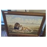 LION PRINT FRAMED ON CANVAS 48X30