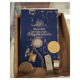 COMMEMORATIVE DOUBLOON, MEDALS AND CHAIN