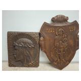 WOODEN WALL BADGES, LARGEST 17IN