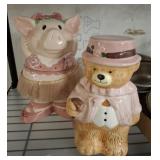 PIG AND BEAR COOKIE JAR