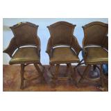 RATTAN SWIVEL TOP BAR STOOLS 3 PC