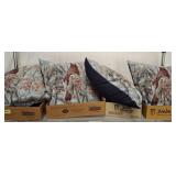 GROUP OF RED BIRD THROW PILLOWS