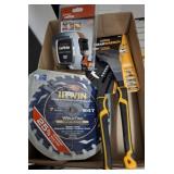 CHANNEL LOCKS, SAW BLADE, TAPE MEASURE