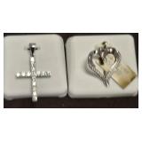 925 CROSS AND HEART CHARMS