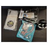 CHARGER CABLE, EAR BUDS, ID WALLET