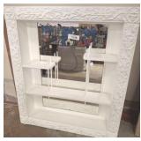 SHADOW BOX STYLE FRAMED MIRROR WITH WHATNOT SHELF