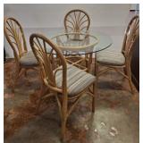 RATTAN  STLYE WITH GLASS TOP 4 CHAIRS