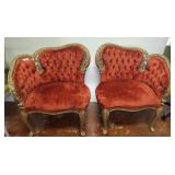 FRENCH PROVINCIAL TUFTED BACK VELVET KISSING