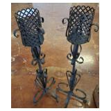 PAIR OF WROUGHT CANDLE STANDS 24IN
