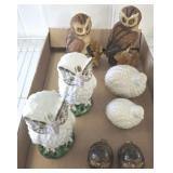BIRD AND OWL FIGURINES,