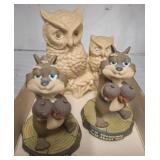 SQUIRREL FIGURINES, OWL DCOR